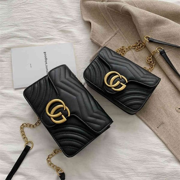 

texture chain messenger female new fashion lock small square size embroidered thread single clearance outlet sale