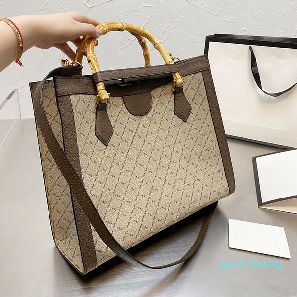 

designer- women bamboo handle tote bag print genuine leather large capacity totes handbags shopping shoulder handbag luxurys bags