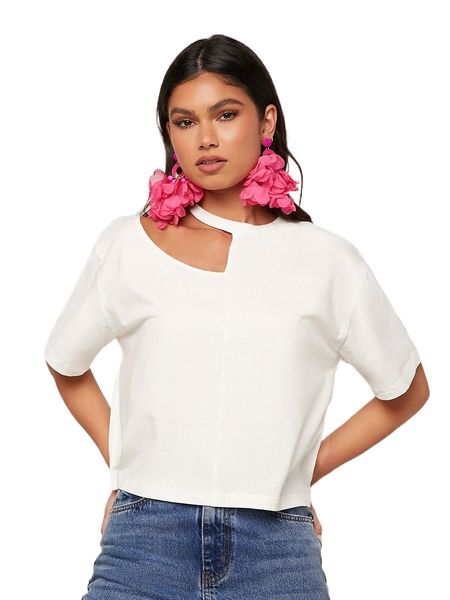 

asymmetrical neck cutout tee r5rk#, White