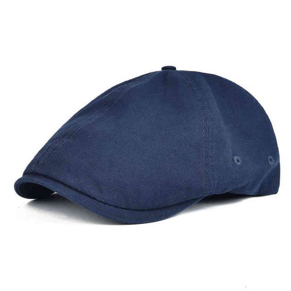 

voboom twill cotton climb flat cap men women navy blue casual driver cabbie elastic adjustable boina berets summer 062 j220722, Blue;gray