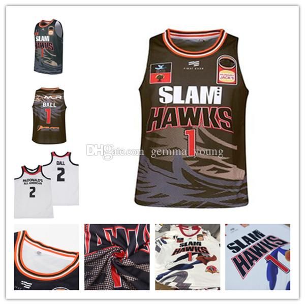 

men slam hawk european league printed lamelo #1 ball basketball jerseys white purple blue ball cha city basketball shirts, Black
