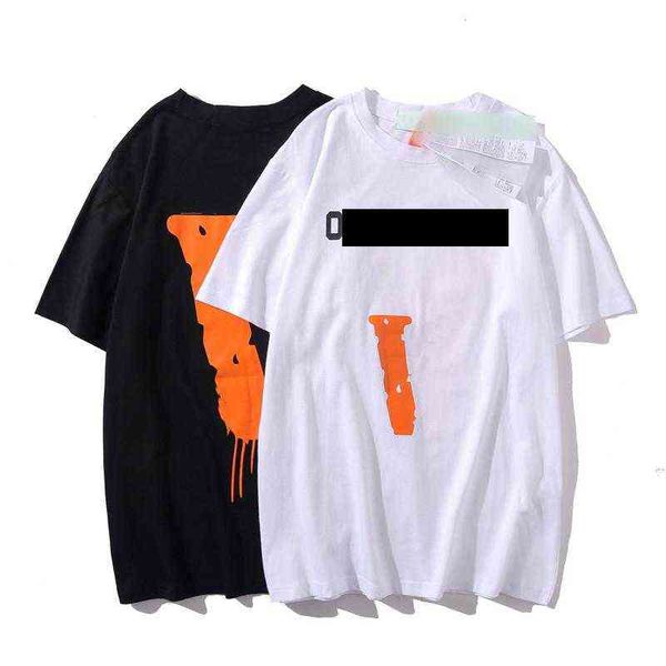 

cosigned three colors black and orange t-shirt designers clothes large v tees polo fashion short sleeve leisure men s clothing women dresses, White;black
