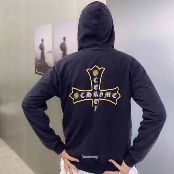 

luxury men's designer loose jackets brand hoodies horseshoe cross print ch men zipper sweatshirts women coat casual fashion pullover h, Black;brown
