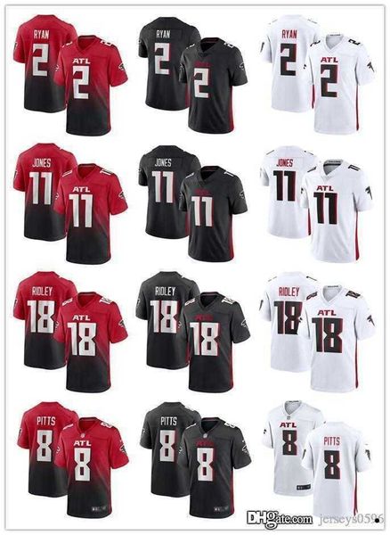 

football jerseys atlanta''falcons''jersey 11 julio jones 8 kyle pitts, Black;red