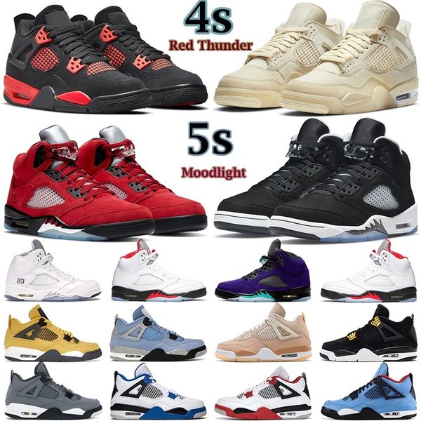 

mens basketball shoes 5s moonlight raging what the metallic 5 4s red thunder university blue white black cat 4 men women trainers