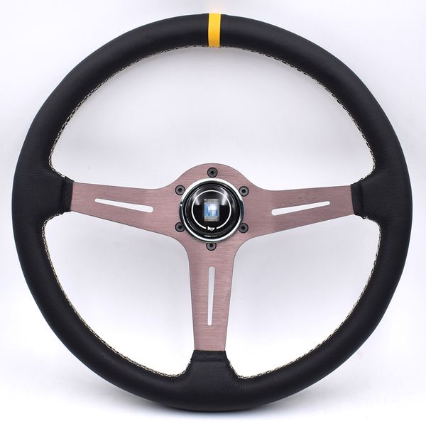 

nd 380mm/15inch racing car real leather drifting steering wheel