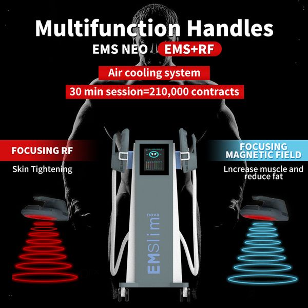 

emslim neo 2/4 handles+rf with cushion ems muscle sculp slimming machine hiemt body slim shaping build muscles sculpting stimulator fat redu
