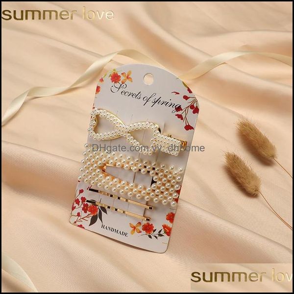 

hair clips barrettes jewelry fashion pearl clip metal hairclip elegant barrette pins wedding hairs styling tool for women drop delivery, Golden;silver