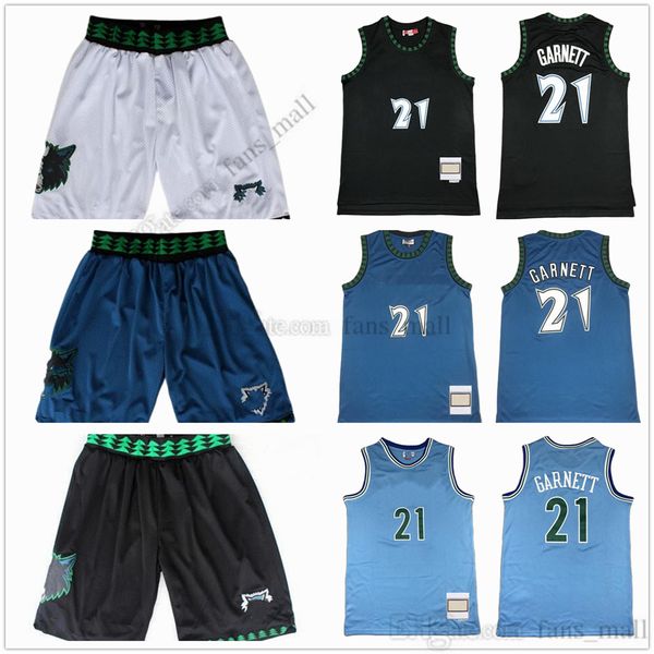 

mitchell and ness retro basketball kevin 21 garnett jersey throwback stitched 1995-96 black blue 2003-04 men jersey shorts, Black;red