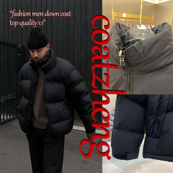 

mens clothes winter down jacket parkas men north long sleeve hooded coat parka face overcoat jacket downs outerwear causal man hoody, Black