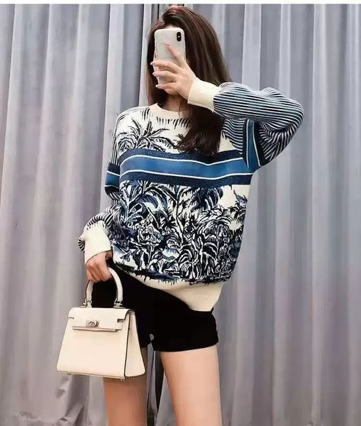 

women's sweaters women designer sweaters 2022 fashion letter printing knitted round neck loose casual cardigan knitting sweater coats, White;black