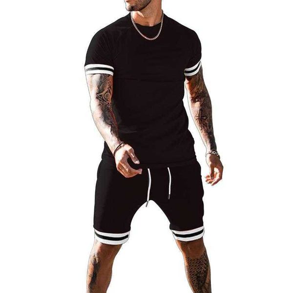 

men's tracksuits 2023 summer oversized t-shirt brand men beach shorts sets streetwear tracksuit men's suit trend short sleeve, Gray