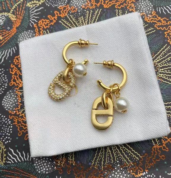 

stud charm earrings luxury jewelry designer original packagingor letter djia italian full pig nose pearl earrings, Golden;silver