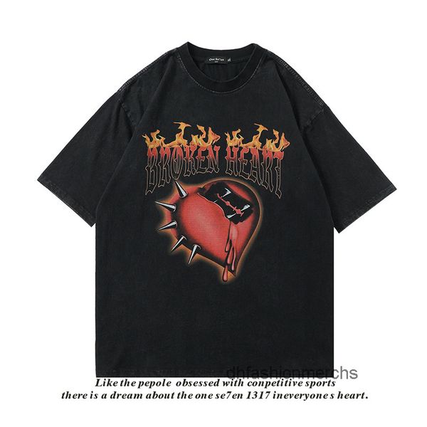 

designer t shirt high street tshirts with heart print dark short sleeve men and women lovers casual half sleeve summer clothes, White;black