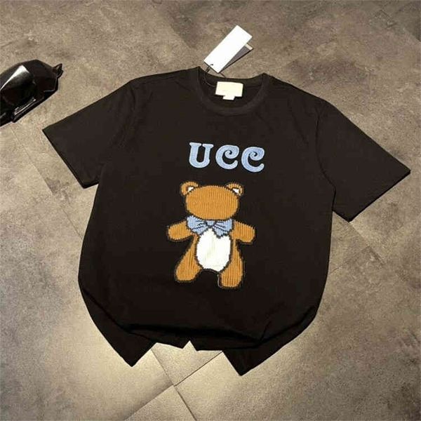 

66% off new spring and summer fashion gujia cartoon cloth embroidery bow bear age reduction cute couple short sleeve, White