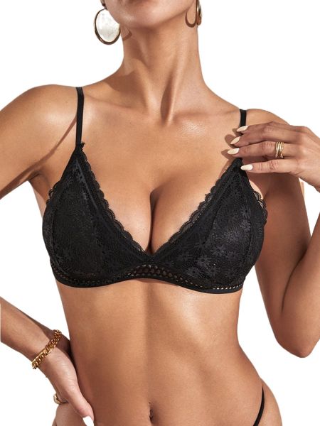 

floral lace bralette b5tw#, Black;red