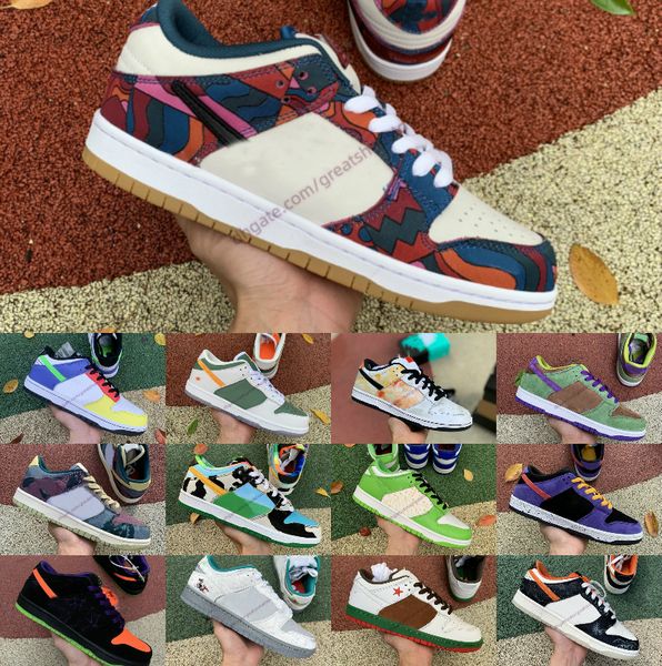 

skate boarding low casual running outdoor shoes men women lime lace russet cedar blue black paisley chunky dunky trainers sneakers size 36-4