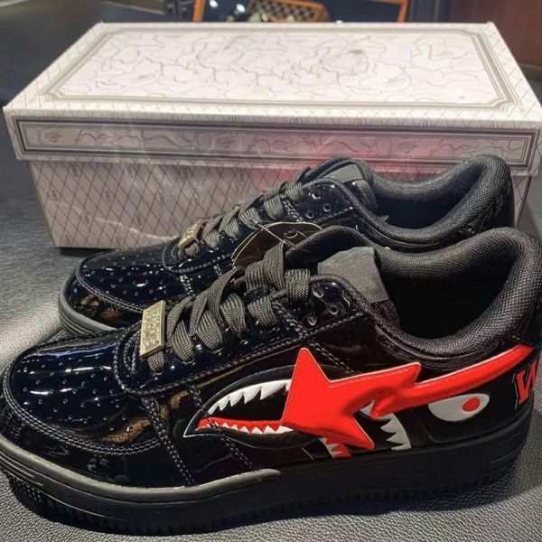 OGS Bapestas STA Sneaker M1 Дизайнерская повседневная обувь низкие кроссовки кожаная черная акула лица обезьяна форма Medicom Toy Camo SK8 размер 36-44