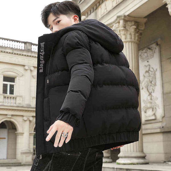 

new winter 2020 down jacket cotton padded handsome korean fashion trend warm coats male size m-4xl drop shipping t220715, Black