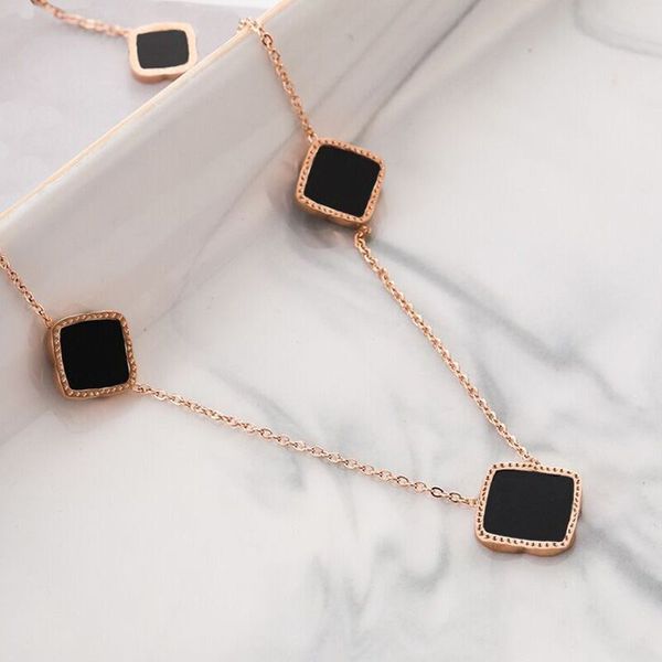 

18k rose gold clover necklace five flowers pendant necklaces does not fade titanium steel choker fashion ladies valentine's day gift wi, Silver