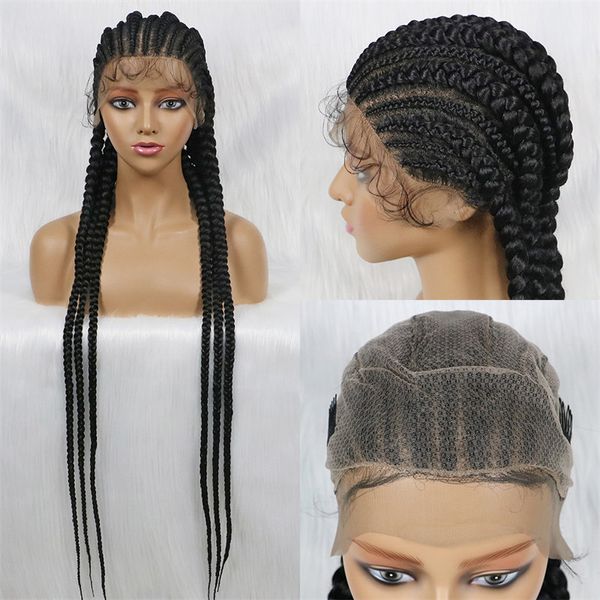 Плетеное парики 360 кружевное парик 36 дюйм синтетик с детскими волосами для чернокожих женщин ручной работы 2022 Новый стиль