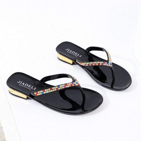 

summer beach shoe slipper fashion women slippers flip flops with rhinestones women sandals casual shoes 75il#, Black