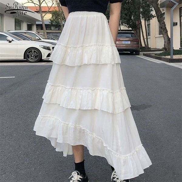 

fashion temperament fairy gentle delicate comfort cake female solid vintage chiffon skirt jupe femme 15632 220618, Black