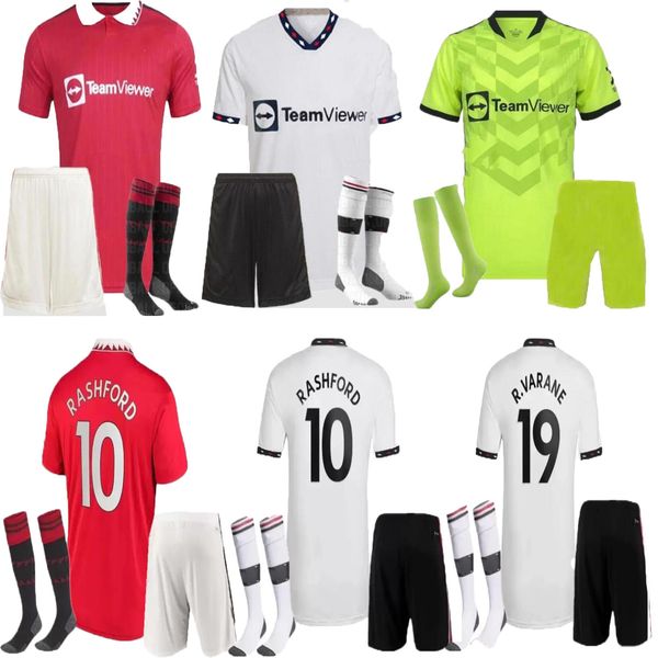 

kit 2022 2023 soccer jersey home away 3th ronaldo sancho pogba cavani martial 22 23 utd van de beek b. fernandes rashford lingard football s, Black;yellow