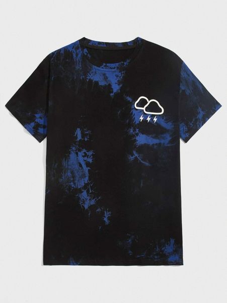 

romwe guys tie dye cloud graphic tee c35n#, White;black