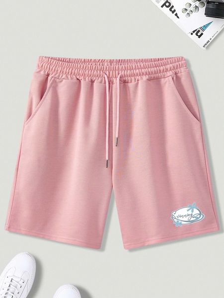 

men floral & letter graphic drawstring waist shorts e1iw#, White;black