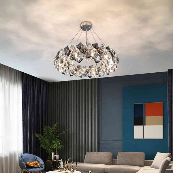 

pendant lamps post modern light luxury chandelier crystal living room lamp simple atmosphere dining high-end bed net red