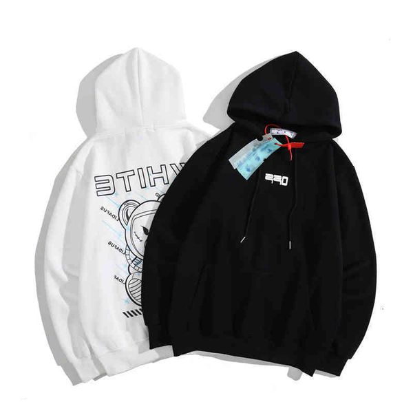 

off fashion t-shirts tide 2021 autumn and winter br back angry bear geometric arrstyle men's women's loose plush sweater, Black