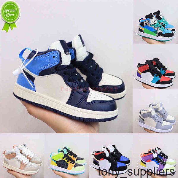 

2022 jumpman 1 1s kids basketball shoes unc twist obsidian digital pink kid toddlers boys girls sports sneakers retro trainers