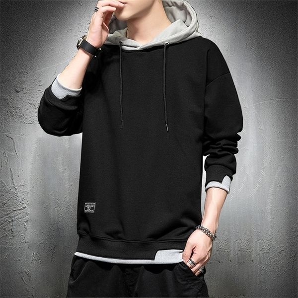 

harajuku hoodies men patchwork korean fashion sweatshirt long sleeve shirt spring and autumn pullovers 220325, Black