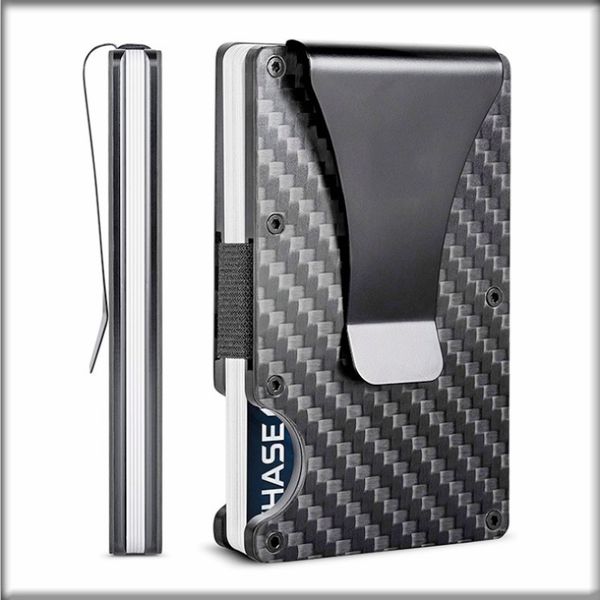 

carbon fiber rfid men card holder metal wallet slim small thin mini trifold wallets black smart male card purse money bag vallet 2022, Brown;gray