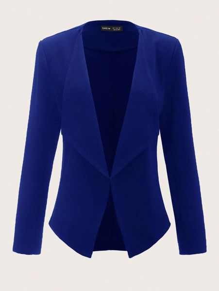 

solid waterfall collar blazer 08jb#, White