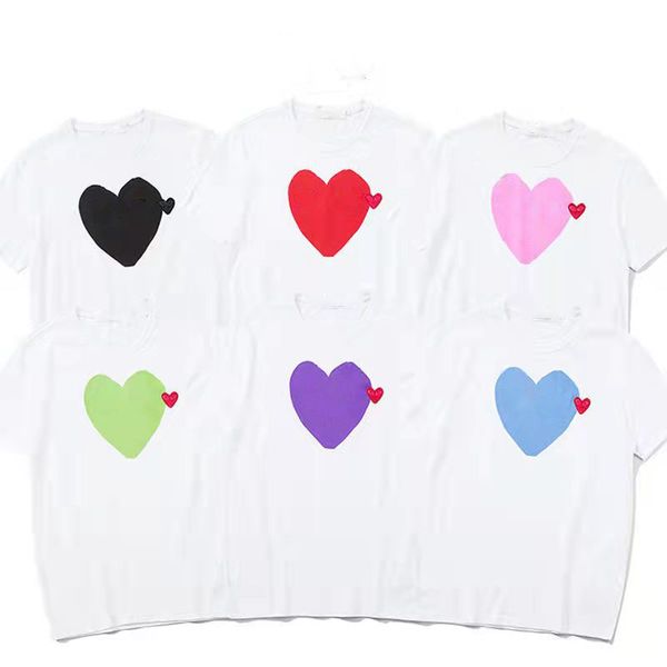 

fashion mens play t shirt cdg designer red heart shirt commes casual women shirts des badge garcons high quanlity tshirts cotton embroidery, White;black