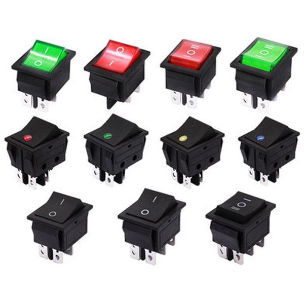 Interruptor 250V KCD4 ROGHER 20A 30A 4PIN 6PIN ON OFF PUSH BONTE BULTER VERMELHO AZUL POWER ELÉTRICA DE LIGH