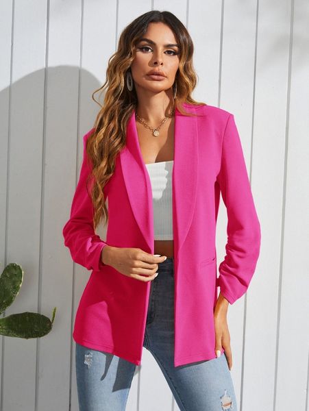 

shawl collar solid blazer 87ei#, White