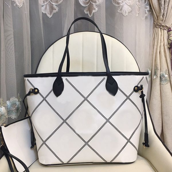 

square check tote bag women handbag shoulder bag large capacity shopping bags travel pocket genuine leather double handles printing letters