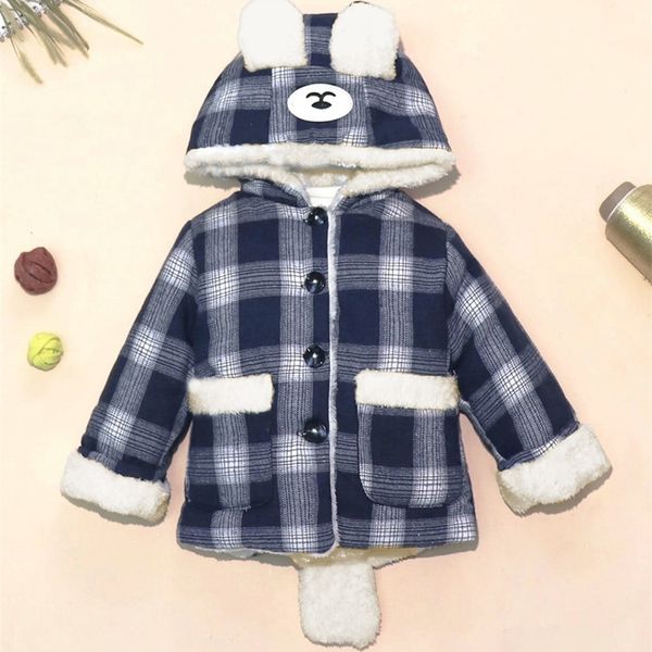 

toddler boys plaid teddy lined 3d ear hooded coat she01, Blue;gray