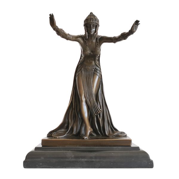 

bronze assyria dance statue sculpture antique classical asian woman art collectible figurine home office decor, Silver