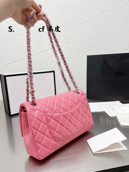 

2022y classic double flap sheep leather bags gold / silver metal matelass chain cross shoulder bag multi pocket outdoor bag rectangular desi