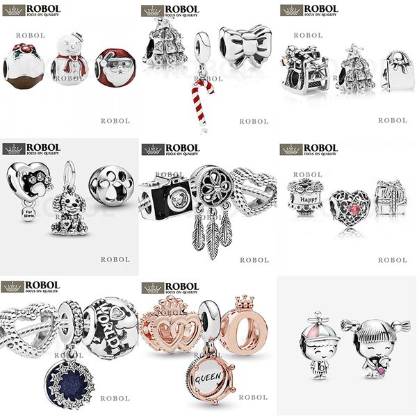 2022 Série de brinquedos mais recente da série de brinquedos Charm 925 Sterling Silver Pandora Charms para Bracelets Diy Jewelry Snowman Puppy Pingente Acessórios