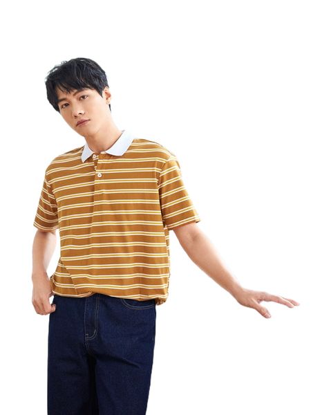 

men striped print polo shirt t0c3#, White;black