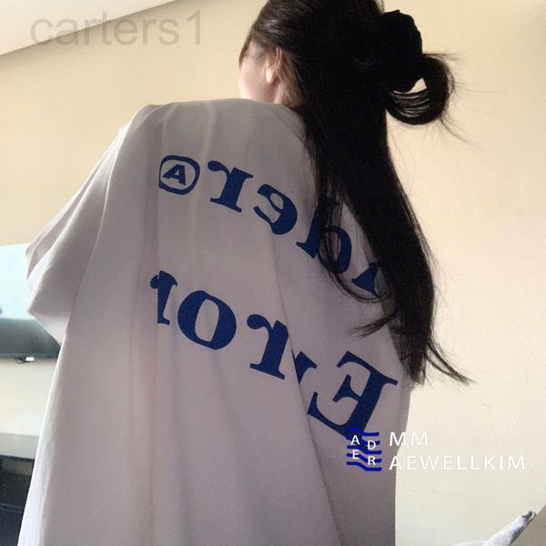 

women's t-shirt designer ader summer back letter candy color loose men's and women's couple round neck short sleeve t-shirt f, White