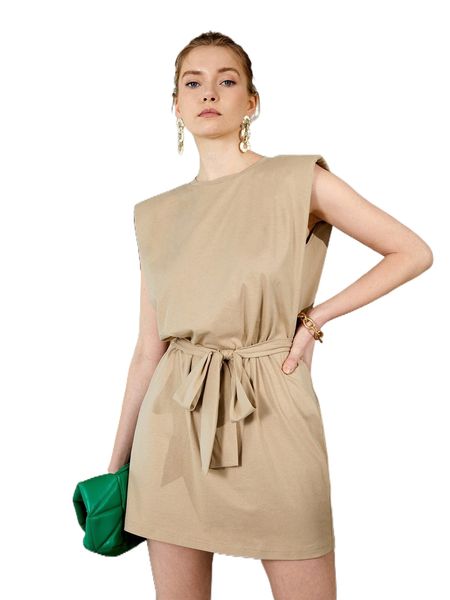 

shoulder pads belted dress m1vn#, Black;gray