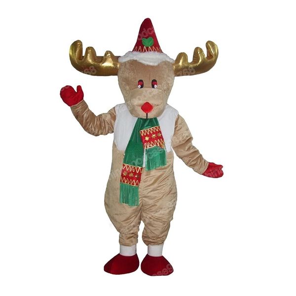 Performance Adorável mascote de rena Costume Halloween Natal Fanche Fanche Dress Cartoon Character Autfit Suit de carnaval unissex adultos roupas