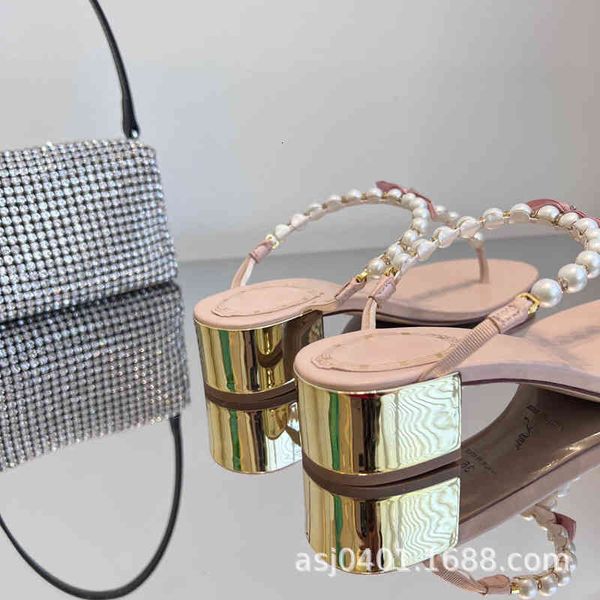 

fairy sandals pearl clip sandals summer minority temperament thick heel slippers women's shoes m5ap, Black