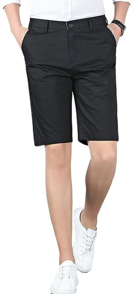 

men's summer relaxed fit straight leg work bermuda flat front shorts s2g4#, White;black